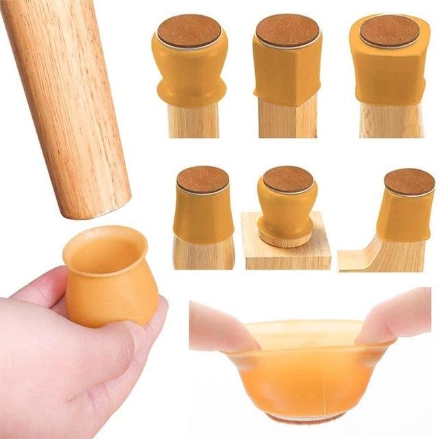 Protetores de Piso em Silicone Para Pés de Cadeiras - Kit com 16