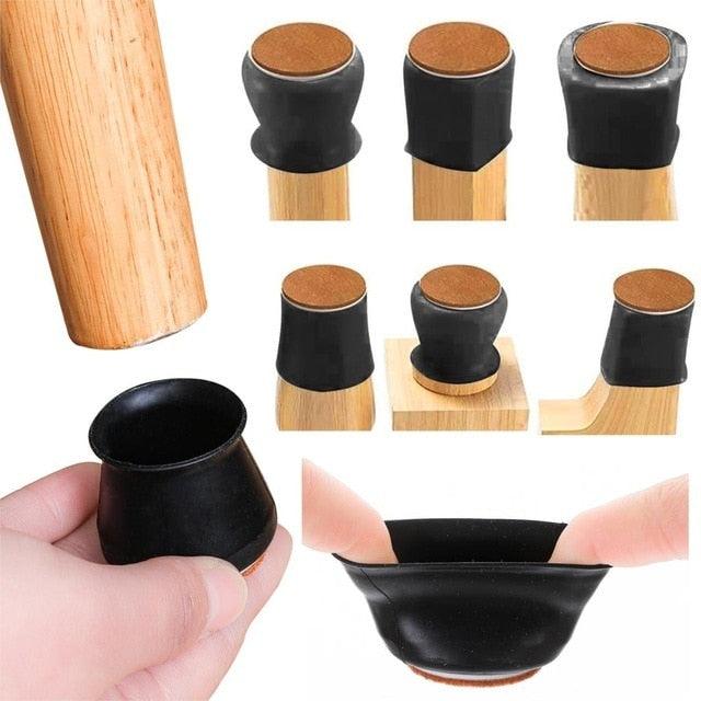 Protetores de Piso em Silicone Para Pés de Cadeiras - Kit com 16